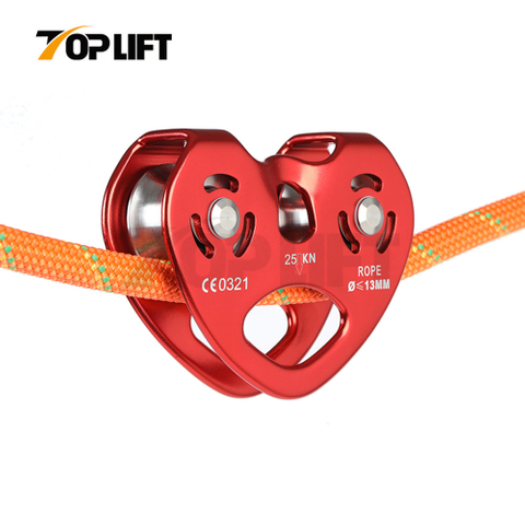 TP-P04 Double Bearing Aluminum Zip Line Pulley Tandem Speed Dual Trolley Rescue Climbing