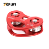 TP-P04 Double Bearing Aluminum Zip Line Pulley Tandem Speed Dual Trolley Rescue Climbing