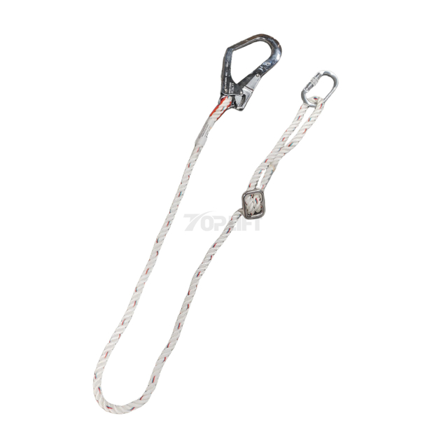 2m White Single Leg Adjustable Restraint Lanyard with Forged Big Hook